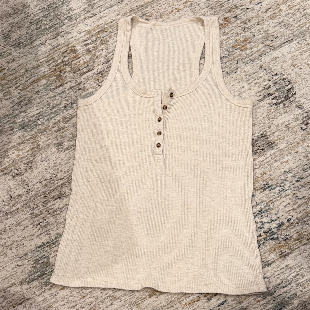 Aerie Women's Cream Henley Tank Top